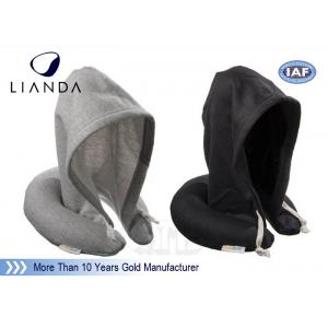 China Hoodie Travel Neck Pillow U Shape Cervical Rest Soft Fabric With Hood For Sleeping supplier