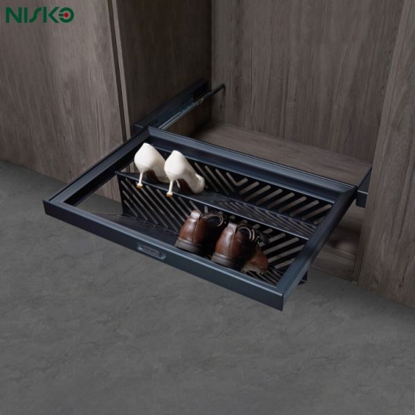 Wardrobe Hidden Shoe Storage Rack Pull Out with Soft Close