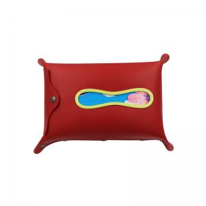 19.5*12*6cm Leather Tissue Box Cover Red Suede Multi Function