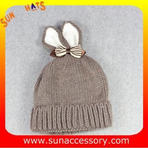 China AK17023 Sun Accessory customized baby knitted beanie caps and hats with rabbit ear, ,caps in stock MOQ only 3 pcs supplier