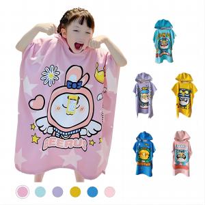 China Soft Microfiber Beach Towel And Bathrobe Poncho For Kids supplier