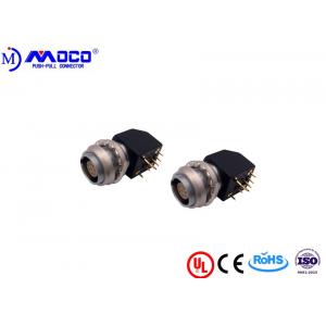 China PCB Board Circular Push Pull Connectors Elbow 90° Socket With Two Nuts supplier