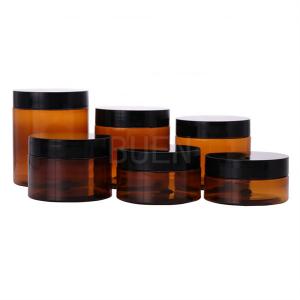 China Clear pet plastic jars cosmetics 2 oz 4 oz 8oz matte black amber plastic jars with lids supplier