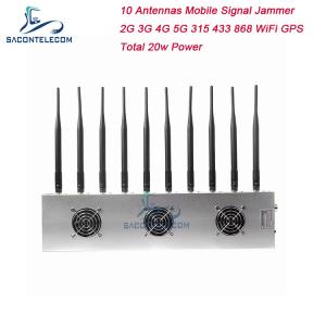 China 10 Channels 3 Cooling Fans Wireless Signal Jammer 5G GPS WiFi VHF UHF supplier