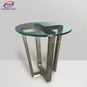 China Round Tempered Glass Top Table Stainless Steel Legs For Bedroom Living Room supplier