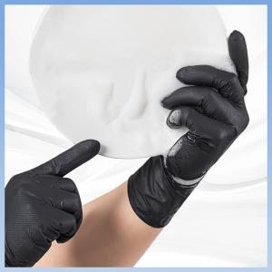 Black Disposable Nitrile Gloves Diamond Pattern Heavy Duty Durable Latex Free Powder Free Nitrile