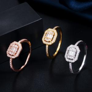 Princess Tiara Crown Sparkling Love Heart CZ Rings for Women Engagement Jewelry Square  CZ Ring Jewelry