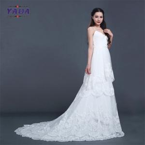China Spaghetti strap sexy low back 5 layers ruffles lace patterns dress ball gown bride dresses wedding supplier