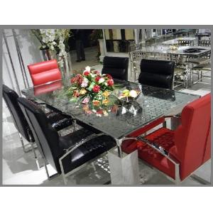 China OEM Modern Living Room Furnitures of Glass Banquet Tables and Leather Chairs   supplier