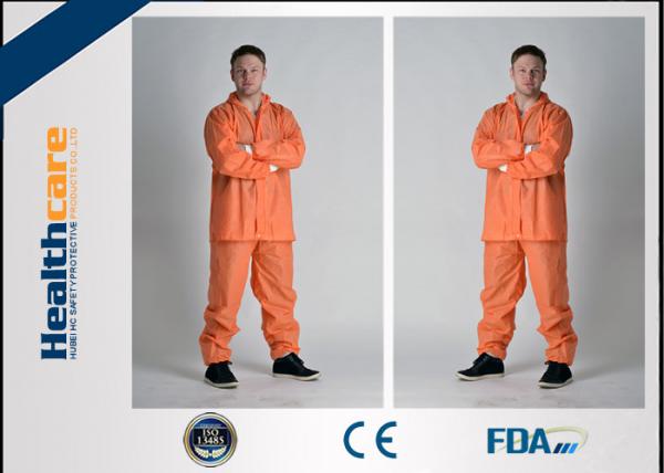 Grey Color Disposable Protective Coveralls One Piece With Durable Zipper For