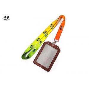 China Colorful Real Leather ID Card Badge Holder Lanyard For Student supplier