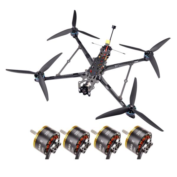 Kit de Dron de Carreras FPV de Largo Alcance 10 Pulgadas F405 FPV Drone con Controlador de Vuelo Freestyle Accesorios Esenciales para Drones FPV 4KG