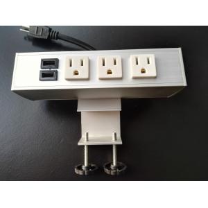 China Desk Mounted Power Sockets Electrical Outlet , Metal Tabletop Power Bar Receptacle supplier