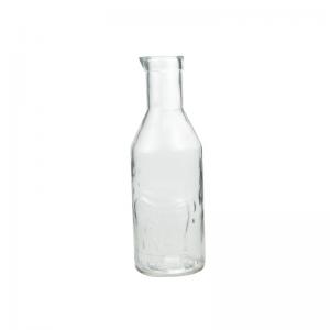 1 Liter Milk Glass Bottles Carafe Embossed Designed With Spout