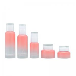 China 100ml 120ml Luxury Cosmetics Packaging Pink Glass Acrylic Lotion Essence Face Cream Jar supplier