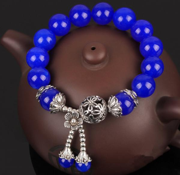 Blue chalcedony bracelet, gemstone beaded bracelets, quartzite jewelry, brave