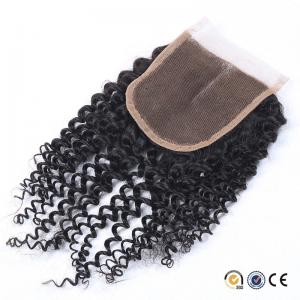 4x4 Size Swiss Lace Malaysian Kinky Curly Closure One Donor Virgin Curly Hair