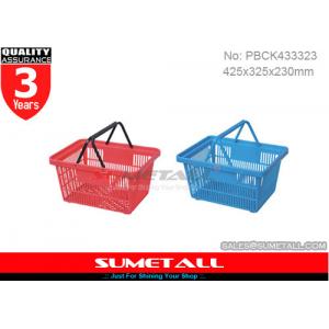 Supermarket Hand Held Shopping Baskets 25L , Plastic Baskets With Handles