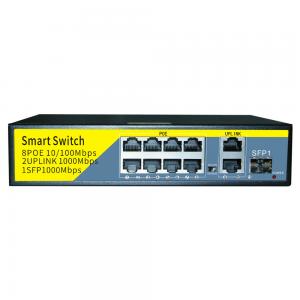 China Hot sell 8x100m POE+2x1000m UPlink+1xSFP POE Etherent switch for IP Camera ip phone supplier