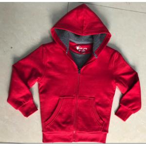 Red Childrens Fleece Coats , Boys Hooded Fleece Jacket Sherpa Lining