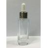 China 40ml Square Glass Dropper Bottle Essential Oil Bottles With Alumite Collar For Skin Care wholesale