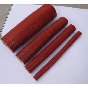 Red Color Silicone Coated Fiberglass Sleeving , Silicone Wire Sleeve