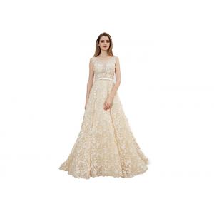Applique Beading Long Wedding Dresses With Sash / Sexy Evening Gowns