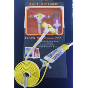 2 in 1 flat mobile phone cable