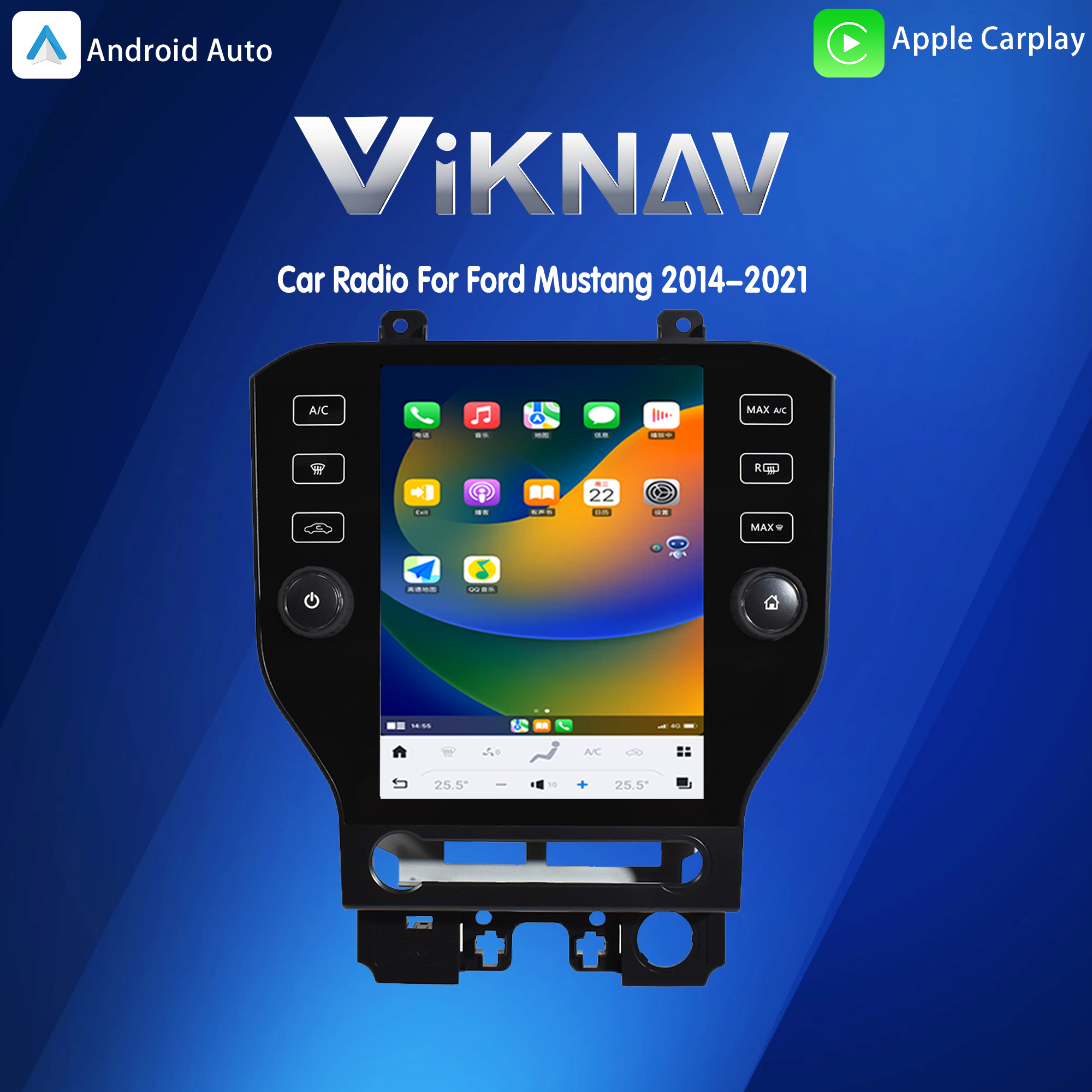 China Viknav Touch Screen Car Radio For Ford Mustang 2014-2021 Video Player Head Unit Auro Stereo Android GPS Navigation Carplay on sale