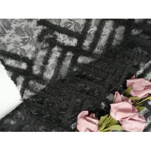 China Tulle Mesh Embroidery Black Flower Applique Lace Fabric supplier