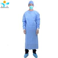 China Blue SMS Disposable Ultrasonic Reinforced Surgical Gown Nurse Doctor Uniform on sale