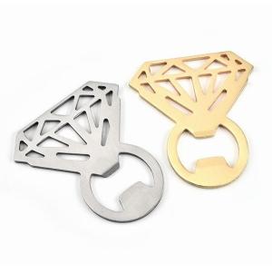 China Cool innovative wedding favor die punched stainless steel diamond ring shaped beer bottle opener supplier