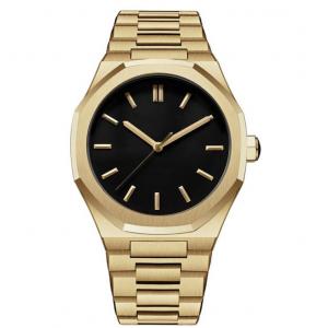 China PVD Plated Gold Mens Quartz Stainless Steel Watch 5atm Water Resistant wholesale