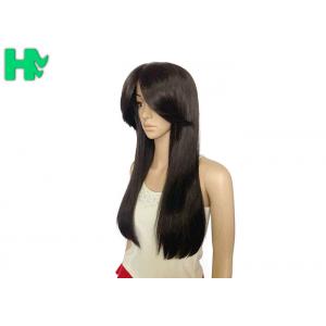 Adult 22 Inch Black Long Synthetic Wigs / Natural Hairline Full Lace Wigs