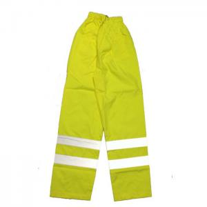 Yellow Windproof Reflective Safety Pants With Zipper Closure