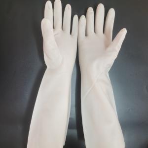 China Unflock Lining Nitrile Dishwashing Gloves Household 38cm White Nitrile Glove supplier