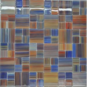 Catching eye red blue mix puzzel glass mosaic wall tile