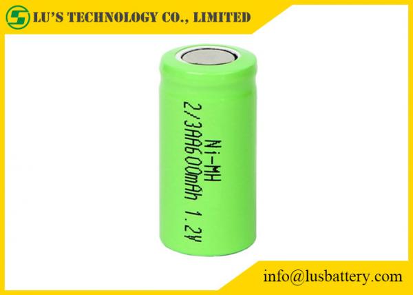 OEM / ODM 2/3AA 1.2 V 600mah Battery , Nickel Metal Hydride Rechargeable Battery
