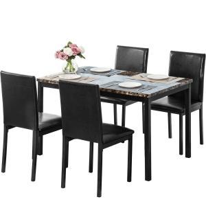 SNUGLANE Breadth 620mm Wicker Indoor Dining Set With Marble Top