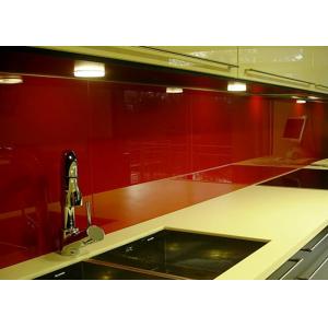 Red Painted Glass Backsplash Toughened Custom Pattern Heat Resistance