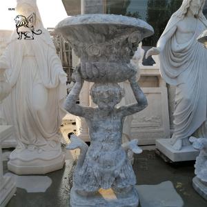China Large Marble Planter Natural Stone Life Size Flowerpots With Boy Relief supplier
