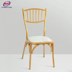 China Gold Metal Wedding Chiavari Chair With Fixed Cushion Stylish Design supplier