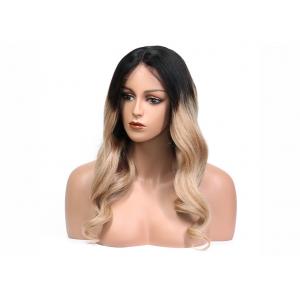 Customize 100% Human Colored Hair Wigs , Wave Style Ombre Hair Color Wigs