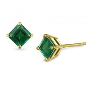 Factory Direct Trendy Jewelry Lab Grown Emerald Earrings Dainty Fine Jewelries Simplicity Stud Earrings for Women