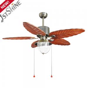 China 52 Inch Wood Blade Classic Ceiling Fans Pull Chain Control Mulit Color supplier