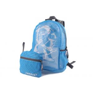 Collapsible Light Blue Mesh Backpack Polyester Rucksack For Hiking