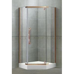 Self - Cleaning Tempered Glass Shower Doors Pivot With Stainless Steel Profiles Rose Golden