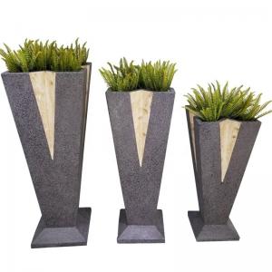 Gray Hotel Fibreglass Plant Pots Set Planters Pot For Decoration