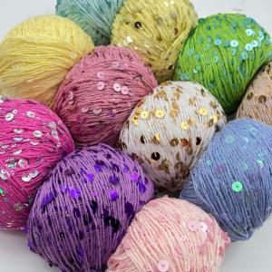 1/2.3NM 55% Cotton 45% Polyester Sequin Yarn Crochet Paillette Yarn For Bag Clothing Knitting