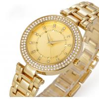 China Waterproof Brass Wrist Watch Quartz 18K Gold Plated Ladies Czech Stones on sale